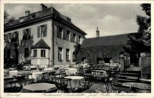 Ak Freising in Oberbayern, Restaurant Lindenkeller, Inh. Josef Triller, Garten