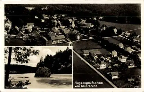 Ak Baierbrunn Oberbayern, Georgenstein in der Isar, Flugzeugaufnahme