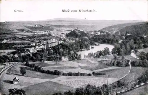 Ak Greiz im Vogtland, Totalansicht, Blick vom Hirschstein