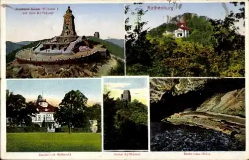 Ak Steinthaleben Kyffhäuserland in Thüringen, Kyffhäuser, Kaiser Wilhelm Denkmal, Rothenburg, Höhle