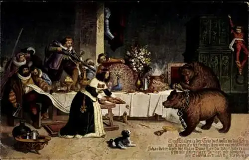 Ak Coburg in Oberfranken, Bärenbild im Fürstenbaus der Veste Coburg