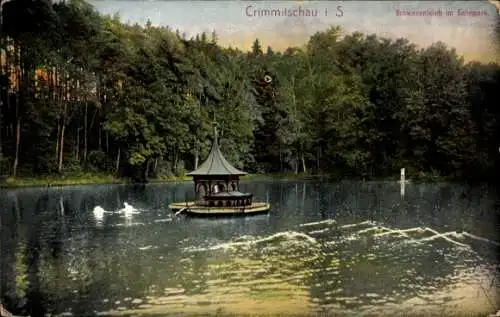 Ak Crimmitschau in Sachsen, Sahnpark, Schwanenteich