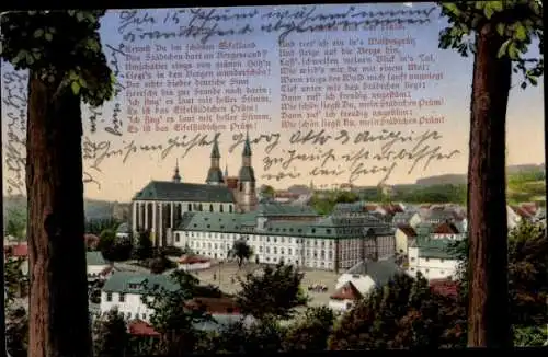 Ak Prüm in der Eifel, Teilansicht, Kirche, Gedicht