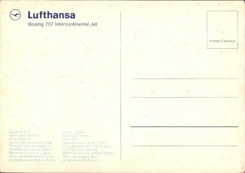 Ak Deutsches Passagierflugzeug, Lufthansa, Boeing 707 Intercontinental Jet