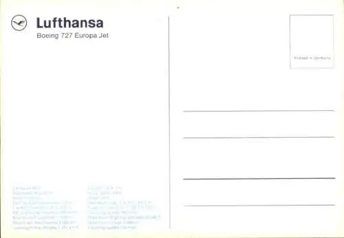 Ak Deutsches Passagierflugzeug, Lufthansa, Boeing 727 Europa Jet