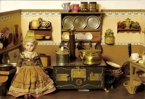 Ak Puppenküche um das Jahr 1880, Sammlung von Annelie Godosar