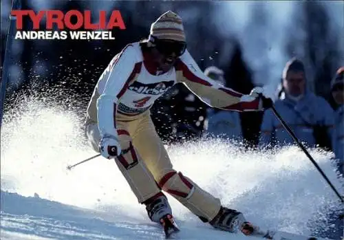 Reklamekarte Wintersport, Ski, Skirennläufer Andreas Wenzel