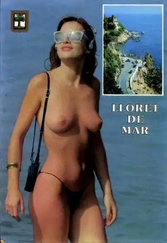 Ak Lloret de Mar Katalonien, Nackte Frau, Erotik, Sonnenbrille
