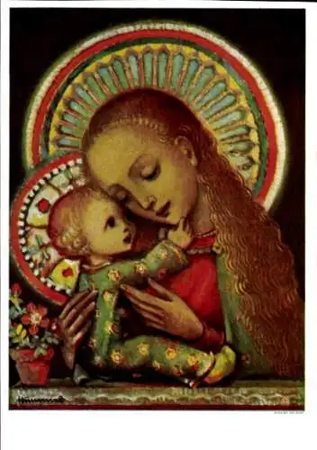 Künstler Ak Hummel, B., Heilige, Frau mit Baby, Religion