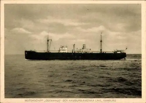 Ak Motorschiff Odenwald, HAPAG, Frachtschiff nach Ostasien