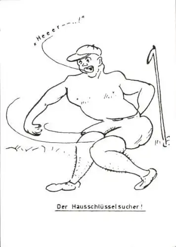 Ak Hausschlüsselsucher, Mann, Humor, Sport