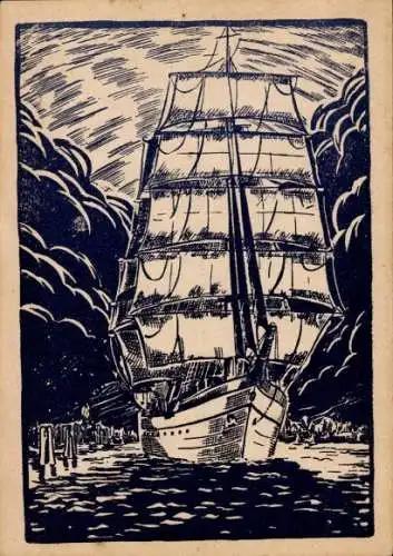 Steindruck Ak Segelschiff