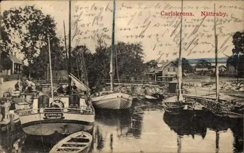 Ak Karlskrona Schweden, Nättraby, Hafen