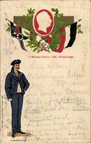 Präge Wappen Ak Wilhelmshaven an der Nordsee, II. Matrosen-Division, I. Abteilung
