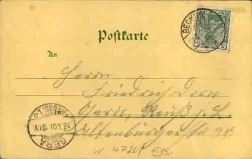 Mondschein Litho Beckum im Kreis Warendorf, Nordstraße mit Hotel Samson