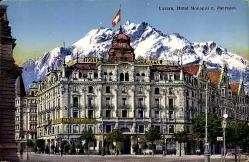 Ak Luzern Stadt Schweiz, Hotel Monopol und Metropol
