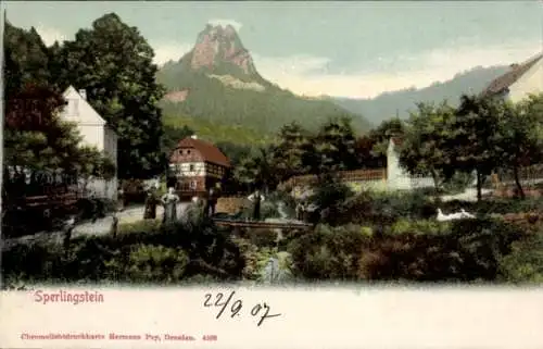 Ak Těchlovice Tichlowitz Region Aussig, Vrabinec, Burg Sperlingstein