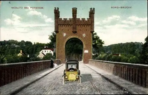 Ak Nedlitz Potsdam in Brandenburg, Nordbrücke, Automobil