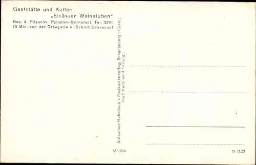 Ak Bornstedt Potsdam in Brandenburg, Gaststätte Elsässer Weinstuben