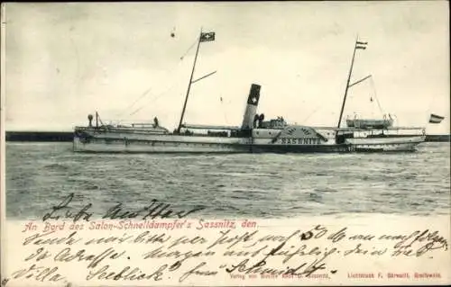Ak Salonschnelldampfer Sassnitz