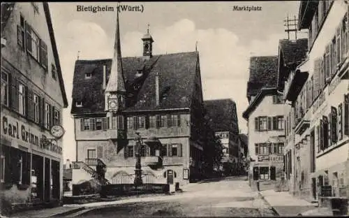 Ak Bietigheim Bissingen in Württemberg, Marktplatz, Geschäft Carl Grimm