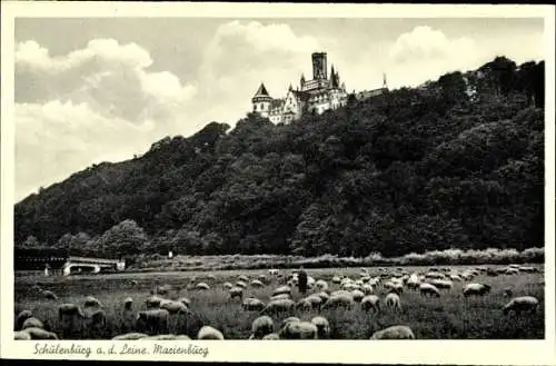 Ak Schulenburg Pattensen an der Leine, Marienburg, Schafherde, Hirte