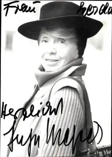 Ak Schauspielerin Inge Meysel, Portrait, Autogramm, Hut