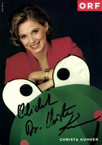 Ak Schauspielerin Christa Kummer, Portrait, Autogramm, ORF, Frosch