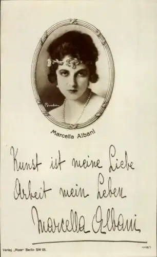 Ak Schauspielerin Marcella Albani, Portrait, Autogramm