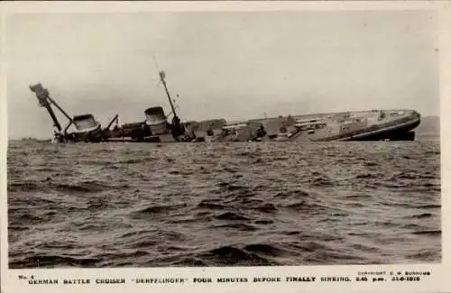 Ak Deutsches Kriegsschiff, SMS Derfflinger, Selbstversenkung in Scapa Flow