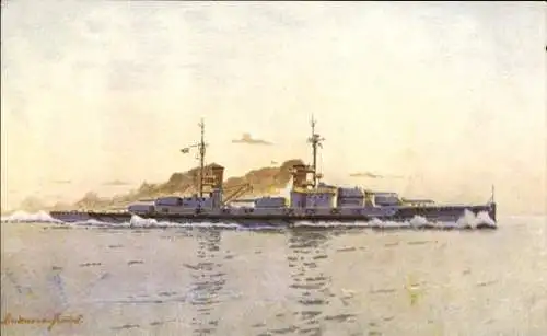 Künstler Ak Deutsches Kriegsschiff, SMS Großer Kurfürst