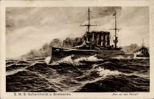 Ak Deutsche Kriegsschiffe, SMS Scharnhorst, SMS Gneisenau
