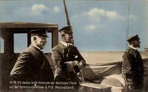 Ak Die beiden Großadmirale der deutschen Flotte, Kommandobrücke der SMS Deutschland