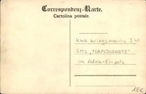 Ak Österreichisches Kriegsschiff, Torpedoboot in See