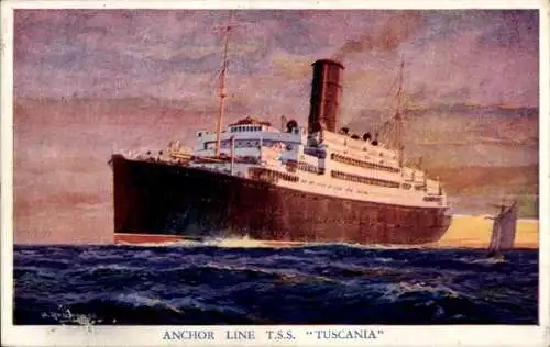 Künstler Ak Dampfer TSS Tuscania, Anchor Line