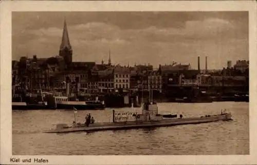 Ak Kiel in Schleswig Holstein, Hafen, Unterseeboot
