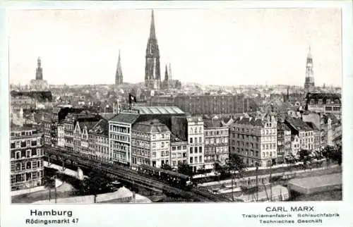 Ak Hamburg Altstadt, Rödingsmarkt 47, Carl Marx, Treibriementfabrik, Schlauchfabrik
