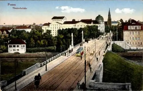 Ak Poznań Posen, Theaterbrücke
