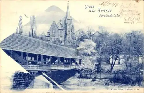 Ak Zwickau in Sachsen, Paradiesbrücke
