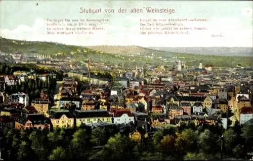 Ak Stuttgart in Württemberg, Gesamtansicht, Weinsteig