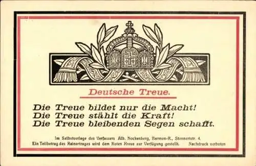 Ak Deutsche Treue, Kaiserkrone, I. WK, Gedicht