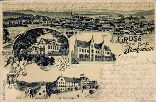 Litho Blankenhain in Thüringen, Karl Friedrich Hospital, Schule, Gesamtansicht