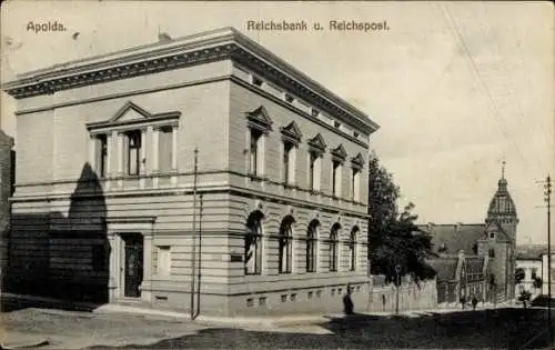 Ak Apolda in Thüringen, Reichsbank, Reichspost