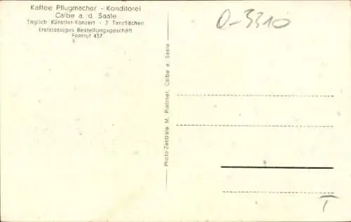 Ak Calbe an der Saale, Kaffee Pflugmacher, Konditorei