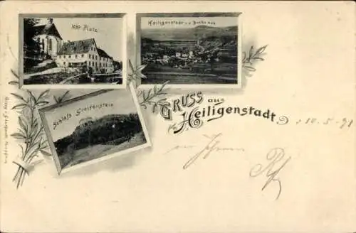 Ak Heiligenstadt in Oberfranken, Gesamtansicht, Platz, Schloss Greifenstein