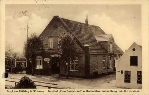 Ak Hülsing Nordseebad Wremen Wurster Nordseeküste, Gasthof Zum Badestrand, Kolonialwarenhandlung