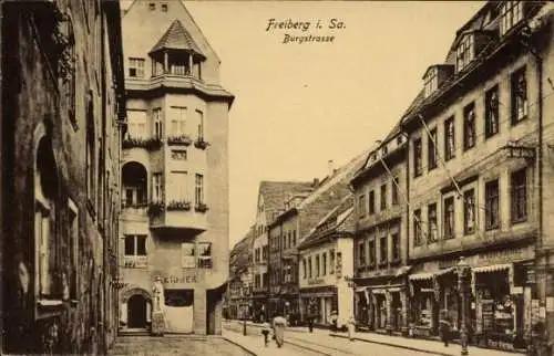 Ak Freiberg in Sachsen, Burgstraße, Geschäfte