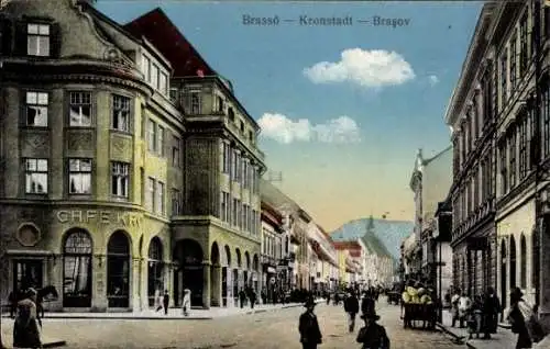 Ak Brașov Brassó Kronstadt Rumänien, Straßenpartie