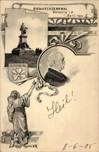 Ak Oelsnitz im Vogtland, Bismarckdenkmal 1900, Bismarck, Portrait
