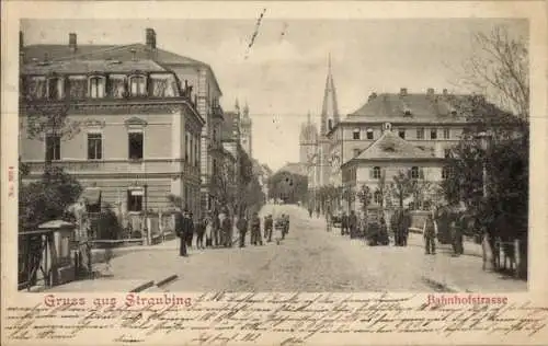 Ak Straubing an der Donau Niederbayern, Bahnhofstraße